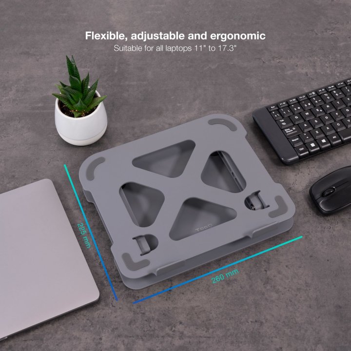 Soporte Elevador Para Portatil Tooq Tqlrs0033-al Gris Ergonomico Plegable Regulacion De Altura 30-280mm Max 11-17.3"