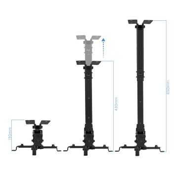Soporte De Proyector Techo Tooq Pj2012t-b Regulación 130-650mm Inclinable Max. 20kg Negro 2