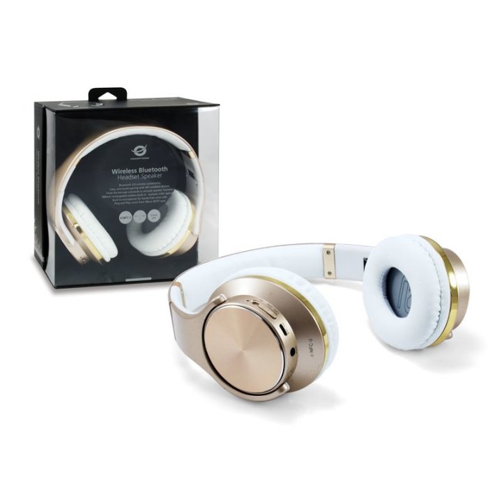 Headset Bluetooth Concetronic Eligio Con Funcion Altavoz Manos Libres Reproduce Desde Microsd Color Oro Offer