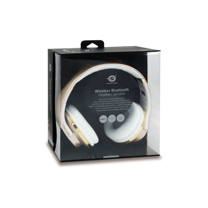 Headset Bluetooth Concetronic Eligio Con Funcion Altavoz Manos Libres Reproduce Desde Microsd Color Oro Offer
