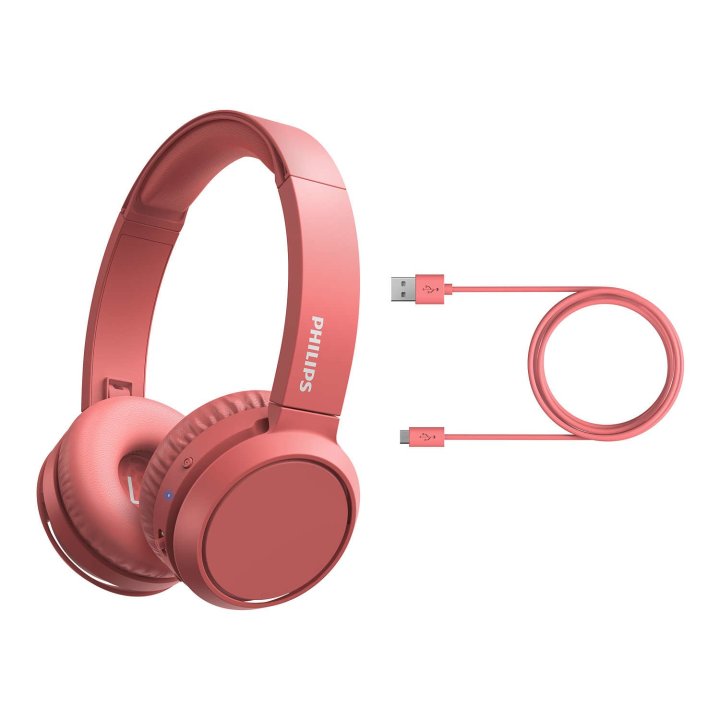 Headset Bluetooth Philips Tah4205rd 00 Bt 5.0 Microfono Integrado Color Rojo Plegables