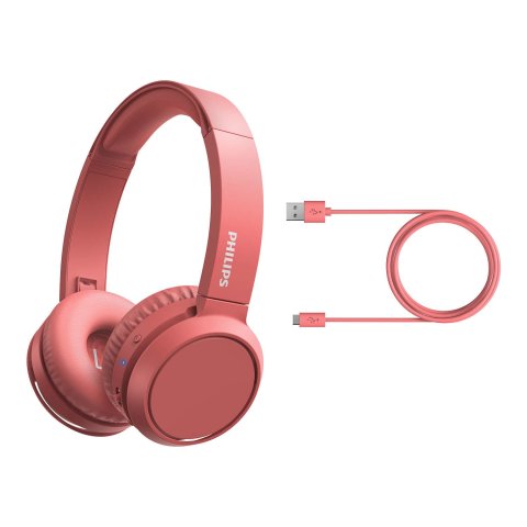 Headset Bluetooth Philips Tah4205rd 00 Bt 5.0 Microfono Integrado Color Rojo Plegables