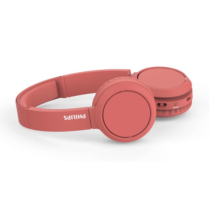 Headset Bluetooth Philips Tah4205rd 00 Bt 5.0 Microfono Integrado Color Rojo Plegables