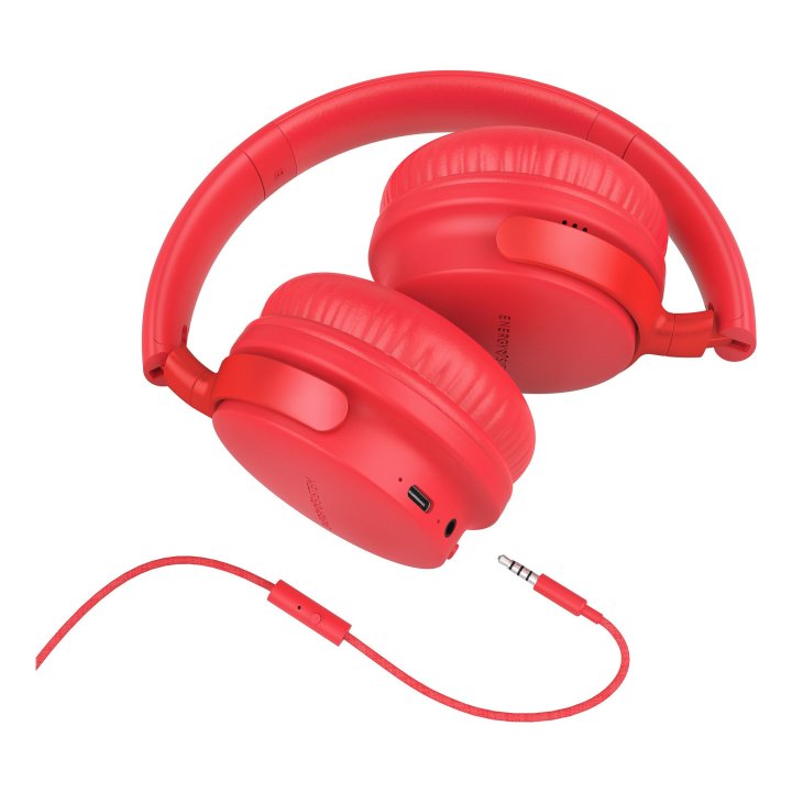 Headset Bluetooth Energy System Style 3 Plegables Bt 5.1 Deep Bass Bateria 25h Microfono Color Rojo