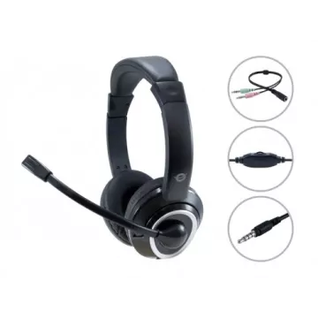 Headset Conceptronic Polona Conexion Jack 3.5mm Microfono Flexible Control De Volumen Incluye Adaptador 1 A 2 Jacks 3.5mm Col 2