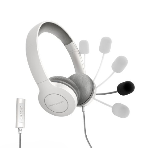 Headset Energy Sistem Office 3 White Diadema Ajustable Microfono Retractil Conexion Jack 3.5mm Y Usb