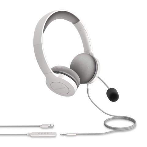 Headset Energy Sistem Office 3 White Diadema Ajustable Microfono Retractil Conexion Jack 3.5mm Y Usb