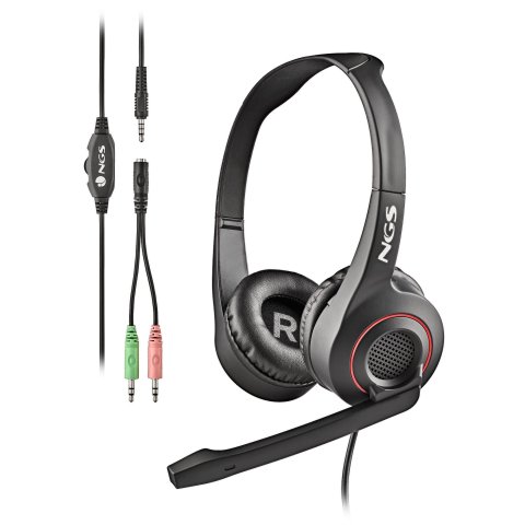 Headset Ngs Msx10 Pro Estereo  20hz 105db Jack 3.5+adaptador Doble Negro rojo