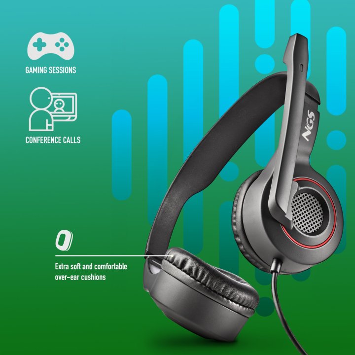 Headset Ngs Msx10 Pro Estereo  20hz 105db Jack 3.5+adaptador Doble Negro rojo