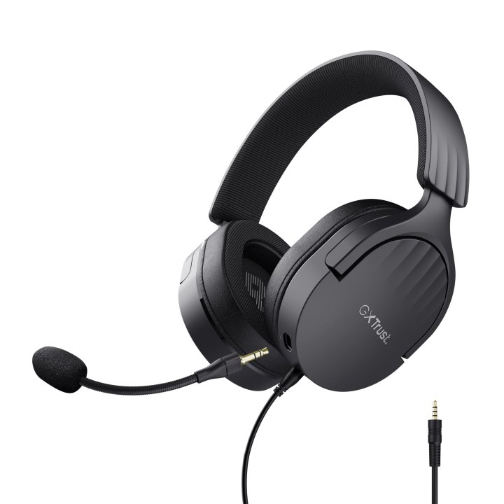 Headset Trust Gaming Gxt 489 Negro Fayzo 24898 Microfono Desmontable Plegable Cable Trenzado 1,2m Jack 3.5mm Control Remoto