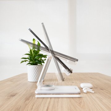 Soporte De Sobremesa Para Tablet Tooq Ph-hermes-luna Hasta 12.9 Rotacion 360 Ajustable Plegablecolor Blanco 2