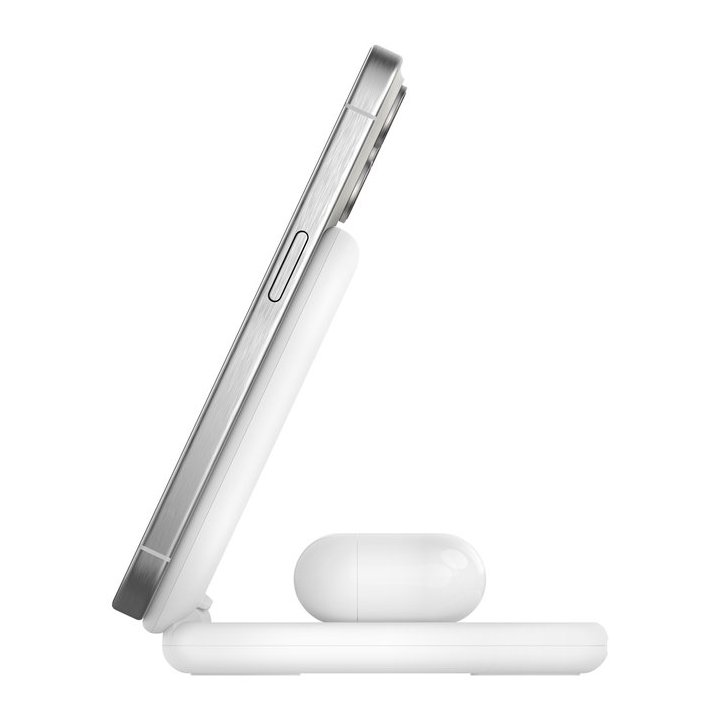 Base De Carga Inalambrica 2 En 1 Belkin Wiz028vfwh Magnetica Qi2 15w Plegable Blanca