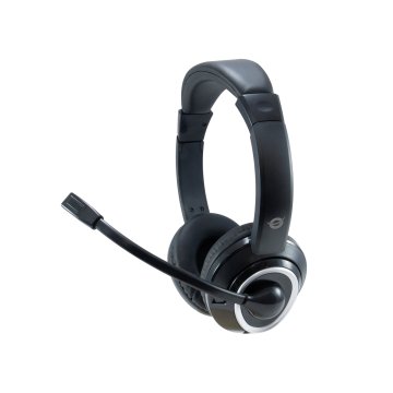 Headset Conceptronic Polona Usb Microfono Flexible Control De Volumen Color Negro   Blanco