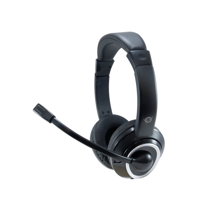 Headset Conceptronic Polona Usb Microfono Flexible Control De Volumen Color Negro   Blanco