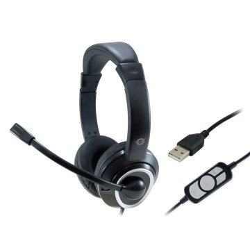 Headset Conceptronic Polona Usb Microfono Flexible Control De Volumen Color Negro   Blanco 2
