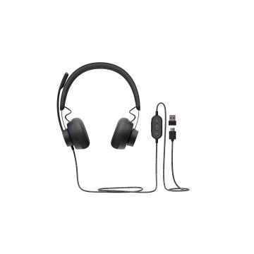 Headset Logitech Zone Wired Teams Usb-a Usb-c Graphite P n 981-000870