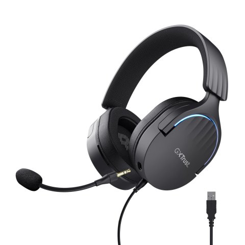 Headset Trust Gaming Gxt 490 Negro Fayzo 24900 Usb 7.1 Microfono Desmontable Y Flexible Iluminacion Rgb Auriculares Giratorio