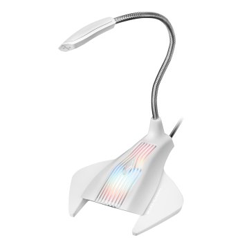 Microfono Sobremesa Adaptable Mars Gaming Mmic Omnidereccional Usb Brazo Flexible Boton Mute Base Con Led Rgb Flow Color Blan