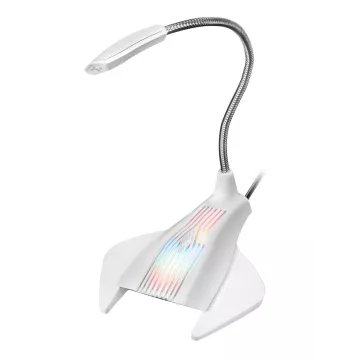 Microfono Sobremesa Adaptable Mars Gaming Mmic Omnidereccional Usb Brazo Flexible Boton Mute Base Con Led Rgb Flow Color Blan