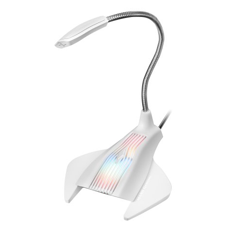 Microfono Sobremesa Adaptable Mars Gaming Mmic Omnidereccional Usb Brazo Flexible Boton Mute Base Con Led Rgb Flow Color Blan
