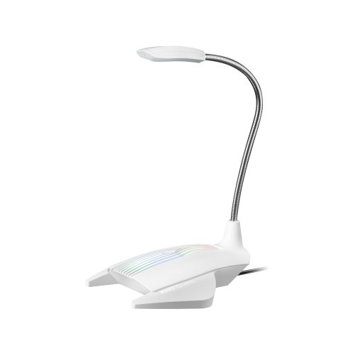 Microfono Sobremesa Adaptable Mars Gaming Mmic Omnidereccional Usb Brazo Flexible Boton Mute Base Con Led Rgb Flow Color Blan