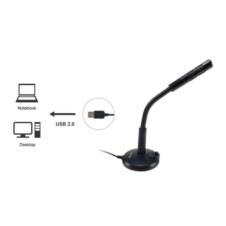 Microfono Sobremesa Equip Life Onmidireccional Usb Brazo Flexible Boton Mute