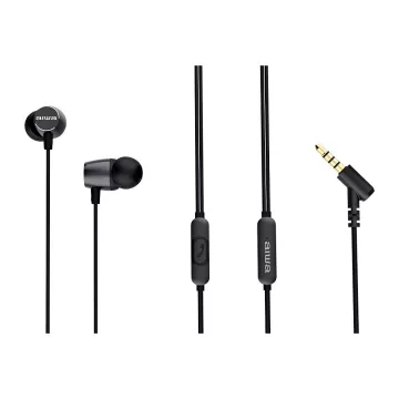 Auricular Intrauditivo Aiwa Estm-30bk Black 3,5mm Dreiver Neodimio 10mm Dinamico Micro Incorporado 2