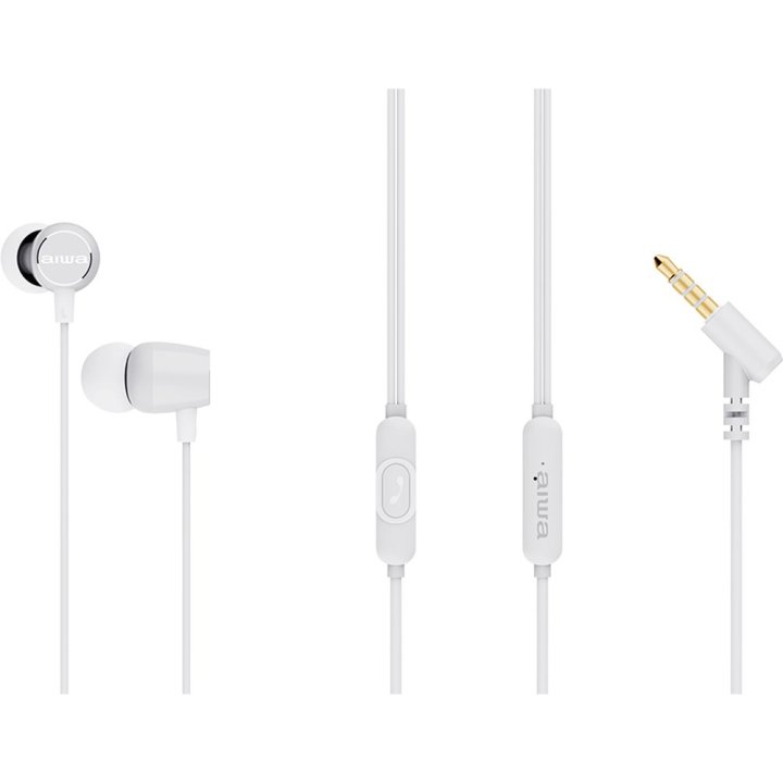 Auricular Intrauditivo Aiwa Estm-30wt White 3,5mm Dreiver Neodimio 10mm Dinamico Micro Incorporado