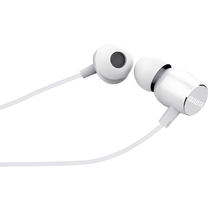 Auricular Intrauditivo Aiwa Estm-30wt White 3,5mm Dreiver Neodimio 10mm Dinamico Micro Incorporado