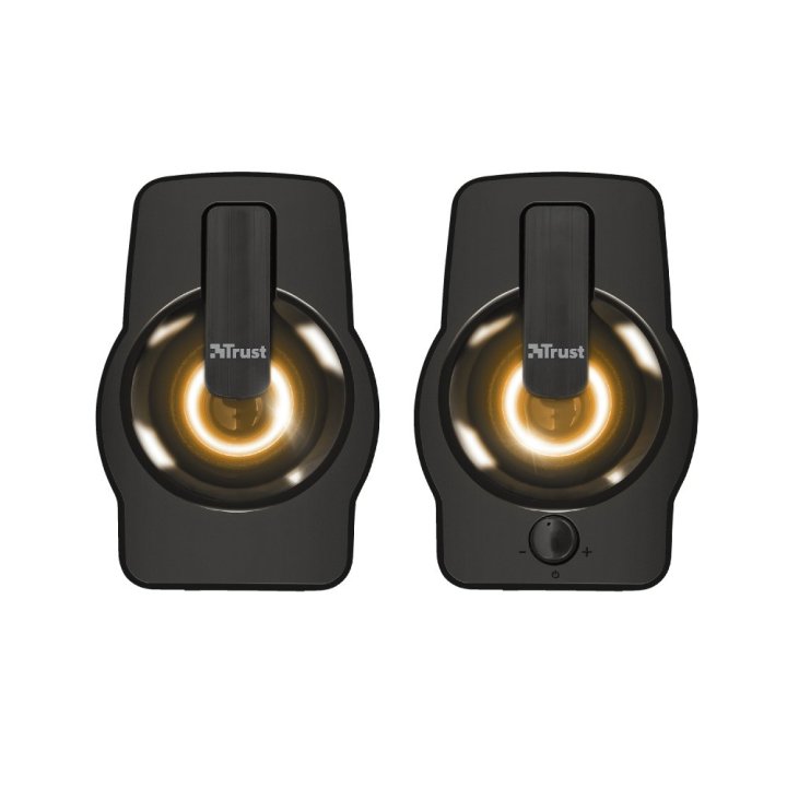 Altavoces 2.0 Trust 2.0 Gemi Rgb 12w Rms Iluminacion Led Alimentados Por Usb Color Negro 22948