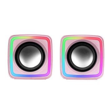 Altavoces 2.0 Mars Gaming Mscube Pink 8w Rms Sonido Dsp Espacial Iluminacion Rgb 2