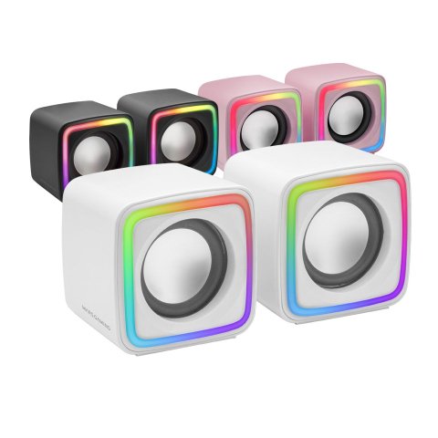 Altavoces 2.0 Mars Gaming Mscube White 8w Rms Sonido Dsp Espacial Iluminacion Rgb