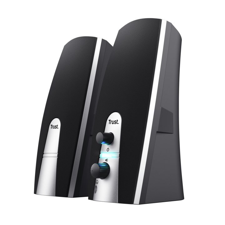Altavoces 2.0 Trust 2.0 Basics 5w Rms 10w Max Autoalimentado Usb Conexion Frontal Auriculares Negro 24660