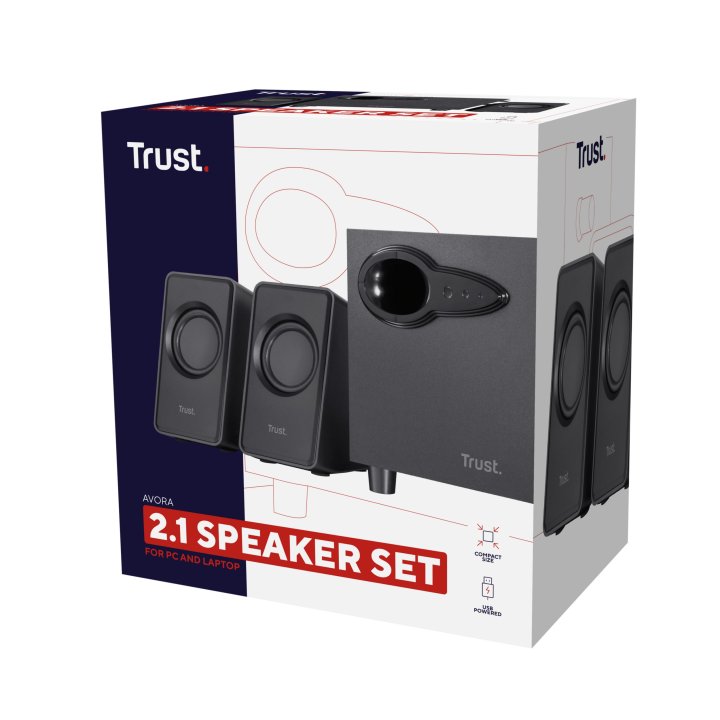 Altavoces 2.1 Trust Avora - 9w Rms - Controles Volumen Y Bajos En Subwoofer - Alimentacion Usb - Diseño Compacto 20442