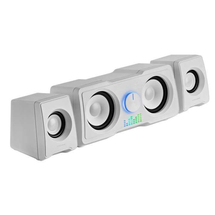 Altavoces 2.2 Mars Gaming Ms22w Sistema De Doble Subwoofer 35w Rgb Flow Conexion Jack 3.5mm Color Blanco Alimentacion Por Usb