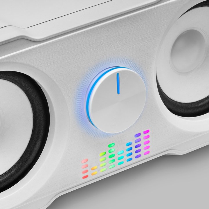 Altavoces 2.2 Mars Gaming Ms22w Sistema De Doble Subwoofer 35w Rgb Flow Conexion Jack 3.5mm Color Blanco Alimentacion Por Usb