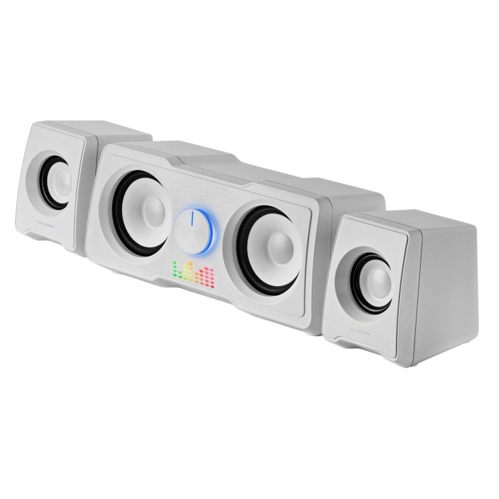 Altavoces 2.2 Mars Gaming Ms22w Sistema De Doble Subwoofer 35w Rgb Flow Conexion Jack 3.5mm Color Blanco Alimentacion Por Usb