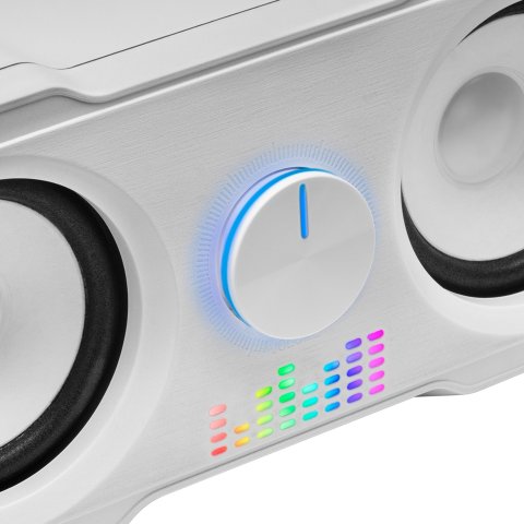 Altavoces 2.2 Mars Gaming Ms22w Sistema De Doble Subwoofer 35w Rgb Flow Conexion Jack 3.5mm Color Blanco Alimentacion Por Usb
