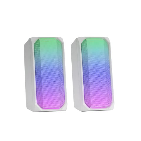 Altavoces 2.0 Bluetooth Mars Gaming Msrgb White Full Rgb Frontal 15w Control Box Jack 3.5mm