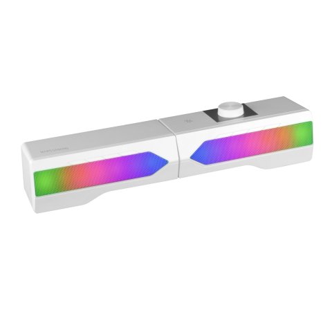 Altavoces 2.0 Bluetooth Mars Gaming Msduo White 2 En 1 Convertible En Sobremesa 2.0 O Soundbar Bt 5.0 Iluminacion Rgb
