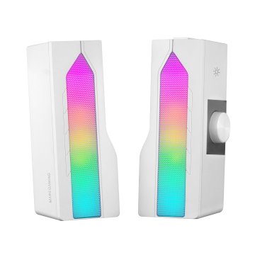 Altavoces 2.0 Bluetooth Mars Gaming Msduo White 2 En 1 Convertible En Sobremesa 2.0 O Soundbar Bt 5.0 Iluminacion Rgb 2