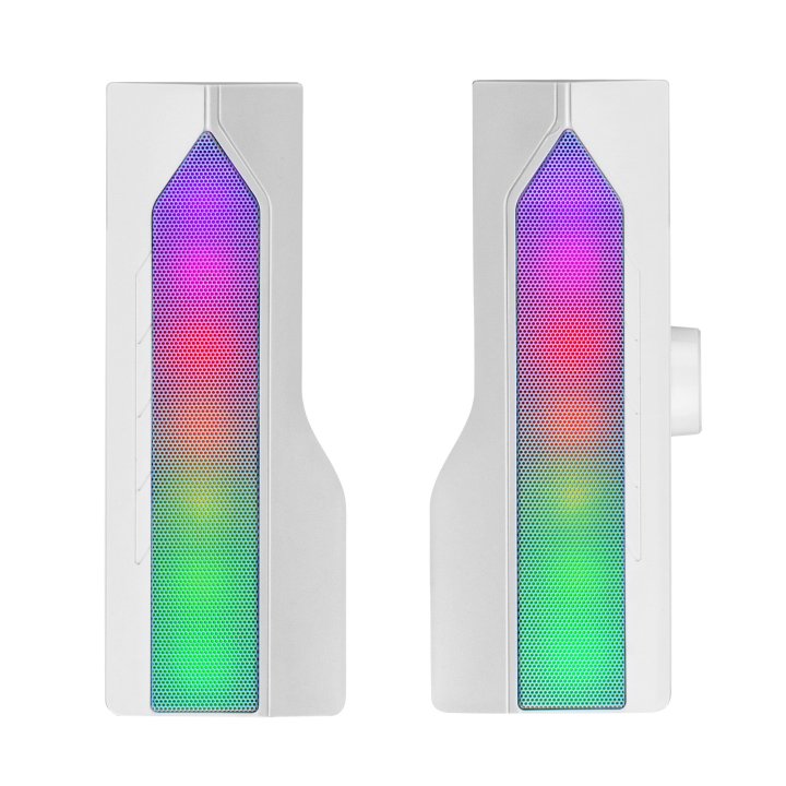 Altavoces 2.0 Bluetooth Mars Gaming Msduo White 2 En 1 Convertible En Sobremesa 2.0 O Soundbar Bt 5.0 Iluminacion Rgb