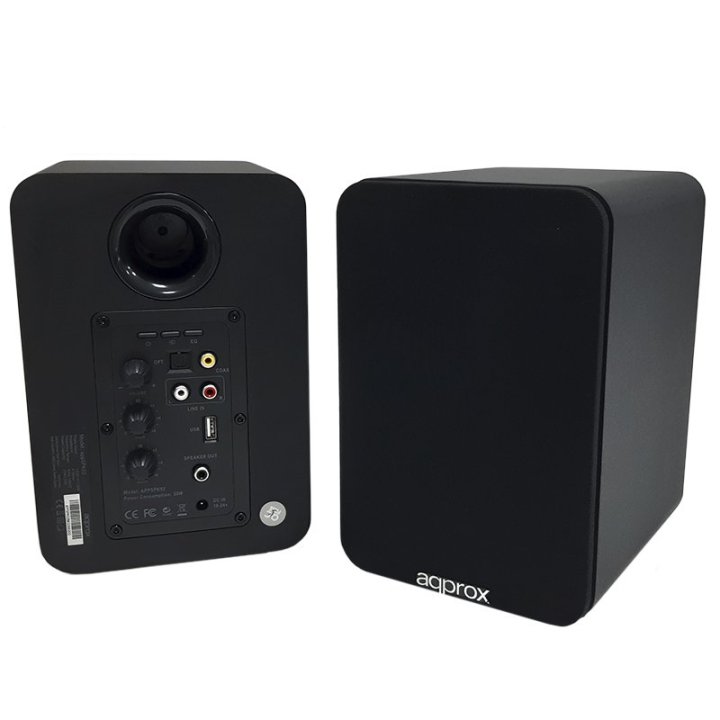 Altavoces 2.0 Bluetooth Autoamplificados Approx Appspk02bk 30w Por Canal Bt5.0 Rca Optical Coaxial Usb Incluye Soporte Pared 