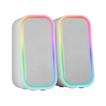 Altavoces 2.0 Bluetooth Mars Gaming Msomw Blanco 20w Dsp Iluminacion Rgb Aux -in Control Volumen 2