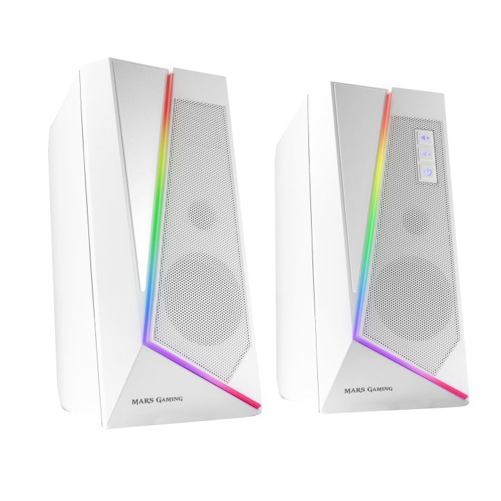 Altavoces 2.0 Bluetooth Mars Gaming Ms7 White 20w Rms Iluminacion Rgb Dinamico Procesador Dsp