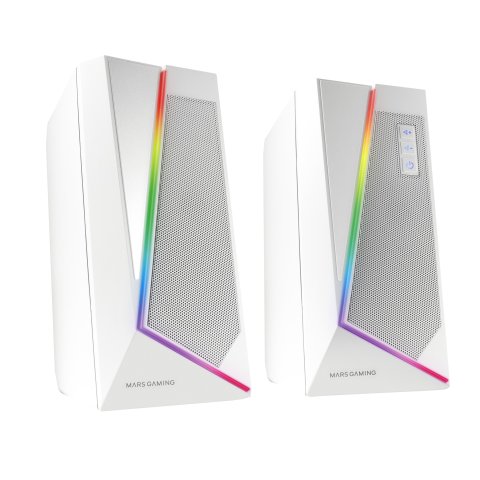 Altavoces 2.0 Bluetooth Mars Gaming Ms7 White 20w Rms Iluminacion Rgb Dinamico Procesador Dsp
