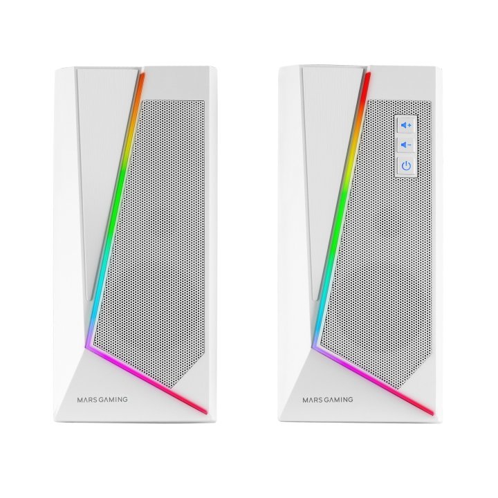 Altavoces 2.0 Bluetooth Mars Gaming Ms7 White 20w Rms Iluminacion Rgb Dinamico Procesador Dsp