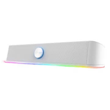 Barra De Sonido Trust Gxt Thorne Blanco 25110 Rgb 12w Jack 3.5mm Alimentado Usb Control De Volumen