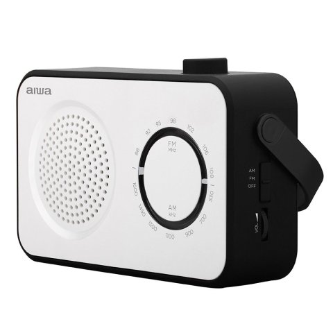 Radio Vintage Con Altavoz Aiwa R-190bw Am fm Altavoz 4" Y Jack 3.5mm Diseño Soft Touch Stylish Color Blanco