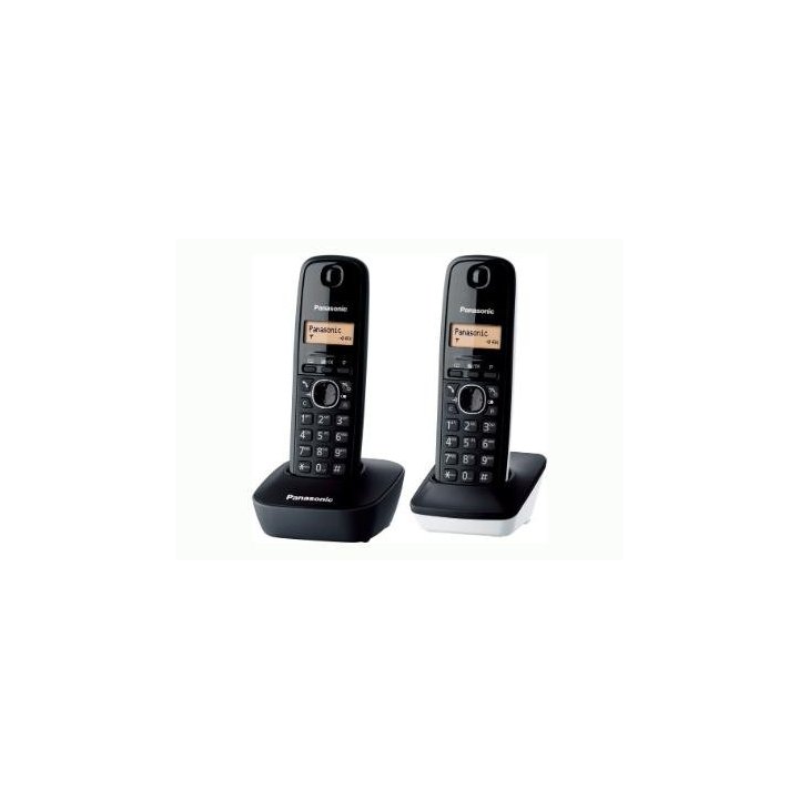 Telefono Inalambrico Dect Panasonic + Supletorio Dect Kx-tg1612sp1 15h Conversacion Color Negro Y Negro blanco Pack Duo